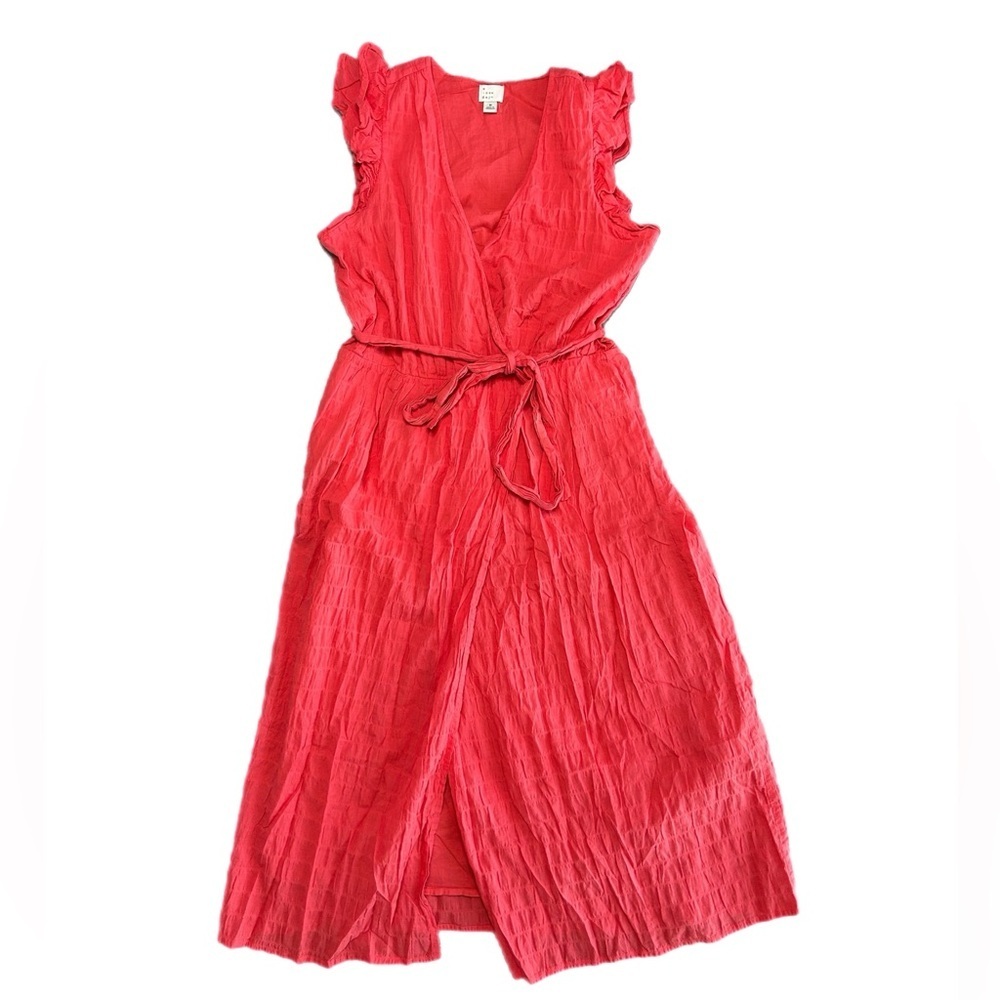 a new day Girls' Coral Red Wrap Dress with Tie Waist - Picture 2 of 9